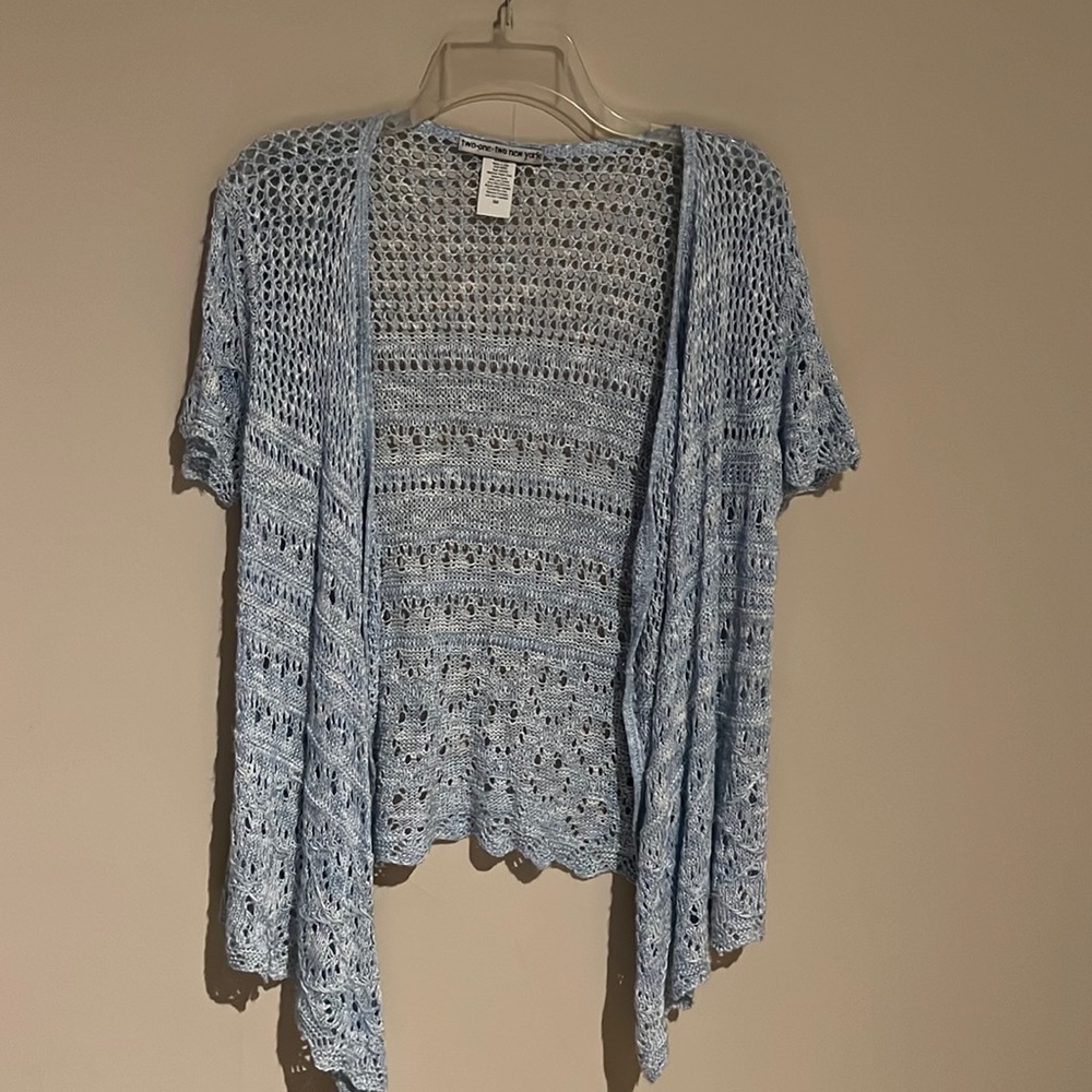 Blue and white knit coverup NWOT